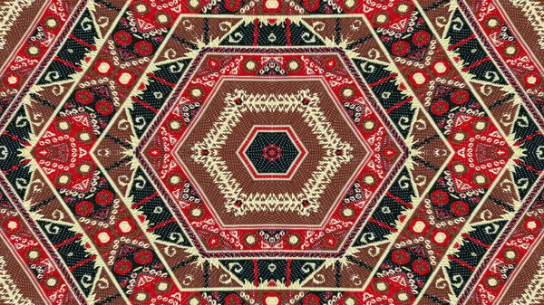Abstrakte Ethnische Authentische Symmetrische Muster Ornamentale Dekorative Kaleidoskop Bewegung Geometrischer — Stockfoto