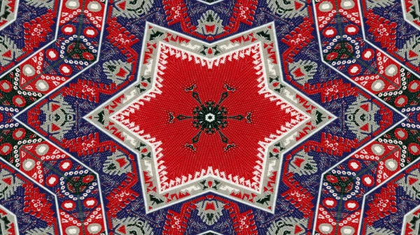 Abstrakte Ethnische Authentische Symmetrische Muster Ornamentale Dekorative Kaleidoskop Bewegung Geometrischer — Stockfoto