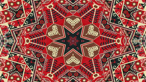 Soyut etnik otantik simetrik desen süs dekoratif Kaleidoscope hareketi geometrik daire ve yıldız şekli
