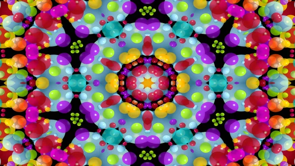 Abstraktní Barevný Symetrický Vzor Ornamentální Dekorativní Kaleidoskop Hnutí Geometrický Kruh — Stock fotografie