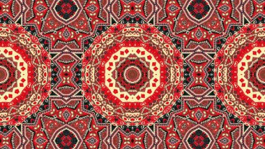 Soyut etnik otantik simetrik desen süs dekoratif Kaleidoscope hareketi geometrik daire ve yıldız şekli