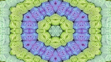 Soyut Renkli Simetrik Desensel Dekoratif Kaleydoskop Hareketi Geometrik Çember ve Yıldız Şekilleri