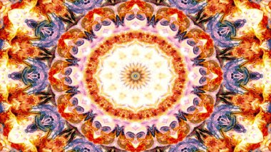 Soyut etnik otantik simetrik desen süs dekoratif Kaleidoscope hareketi geometrik daire ve yıldız şekli