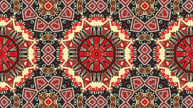 Soyut etnik otantik simetrik desen süs dekoratif Kaleidoscope hareketi geometrik daire ve yıldız şekli