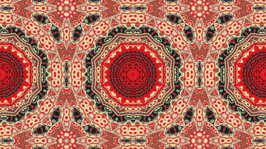 Soyut etnik otantik simetrik desen süs dekoratif Kaleidoscope hareketi geometrik daire ve yıldız şekli