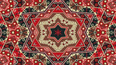 Soyut etnik otantik simetrik desen süs dekoratif Kaleidoscope hareketi geometrik daire ve yıldız şekli