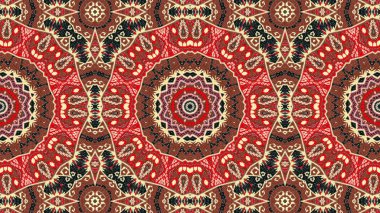 Soyut etnik otantik simetrik desen süs dekoratif Kaleidoscope hareketi geometrik daire ve yıldız şekli