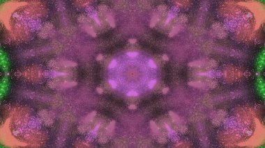 Soyut Renkli Simetrik Desensel Dekoratif Kaleydoskop Hareketi Geometrik Çember ve Yıldız Şekilleri