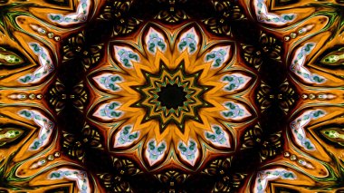 Soyut etnik otantik simetrik desen süs dekoratif Kaleidoscope hareketi geometrik daire ve yıldız şekli