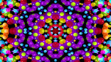 Soyut Renkli Simetrik Desensel Dekoratif Kaleydoskop Hareketi Geometrik Çember ve Yıldız Şekilleri