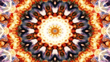 Soyut etnik otantik simetrik desen süs dekoratif Kaleidoscope hareketi geometrik daire ve yıldız şekli