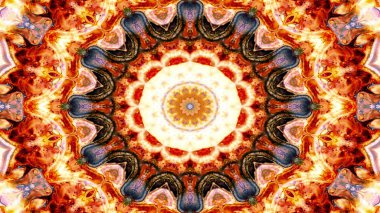 Soyut etnik otantik simetrik desen süs dekoratif Kaleidoscope hareketi geometrik daire ve yıldız şekli