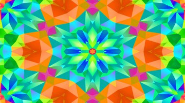 Soyut Renkli Simetrik Desensel Dekoratif Kaleydoskop Hareketi Geometrik Çember ve Yıldız Şekilleri
