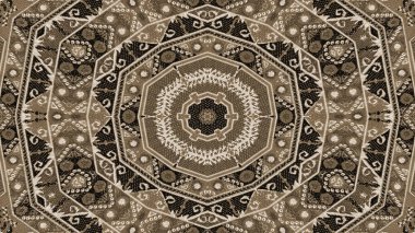 Soyut etnik otantik simetrik desen süs dekoratif Kaleidoscope hareketi geometrik daire ve yıldız şekli