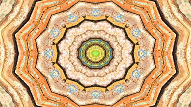 Soyut etnik otantik simetrik desen süs dekoratif Kaleidoscope hareketi geometrik daire ve yıldız şekli