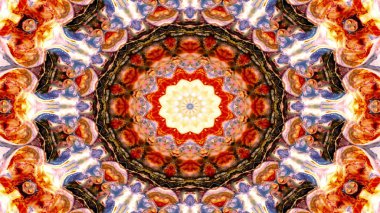 Soyut etnik otantik simetrik desen süs dekoratif Kaleidoscope hareketi geometrik daire ve yıldız şekli