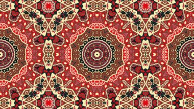 Soyut etnik otantik simetrik desen süs dekoratif Kaleidoscope hareketi geometrik daire ve yıldız şekli