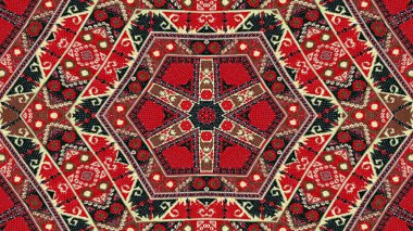 Soyut etnik otantik simetrik desen süs dekoratif Kaleidoscope hareketi geometrik daire ve yıldız şekli