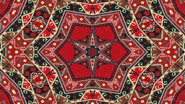 Soyut etnik otantik simetrik desen süs dekoratif Kaleidoscope hareketi geometrik daire ve yıldız şekli