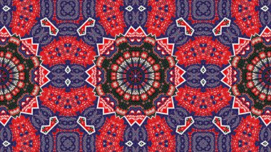 Soyut etnik otantik simetrik desen süs dekoratif Kaleidoscope hareketi geometrik daire ve yıldız şekli