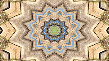 Soyut etnik otantik simetrik desen süs dekoratif Kaleidoscope hareketi geometrik daire ve yıldız şekli