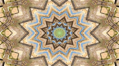 Soyut etnik otantik simetrik desen süs dekoratif Kaleidoscope hareketi geometrik daire ve yıldız şekli