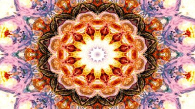 Soyut etnik otantik simetrik desen süs dekoratif Kaleidoscope hareketi geometrik daire ve yıldız şekli