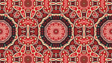 Soyut etnik otantik simetrik desen süs dekoratif Kaleidoscope hareketi geometrik daire ve yıldız şekli