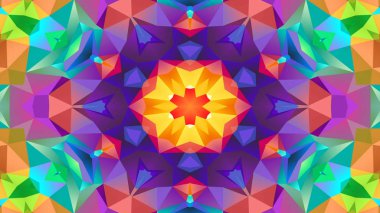 Soyut Renkli Simetrik Desensel Dekoratif Kaleydoskop Hareketi Geometrik Çember ve Yıldız Şekilleri