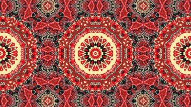 Soyut etnik otantik simetrik desen süs dekoratif Kaleidoscope hareketi geometrik daire ve yıldız şekli