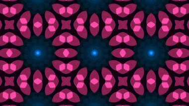 Soyut Renkli Simetrik Desensel Dekoratif Kaleydoskop Hareketi Geometrik Çember ve Yıldız Şekilleri