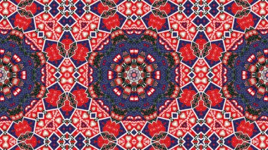 Soyut etnik otantik simetrik desen süs dekoratif Kaleidoscope hareketi geometrik daire ve yıldız şekli