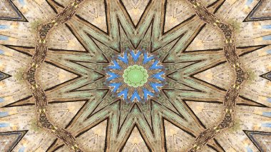 Soyut etnik otantik simetrik desen süs dekoratif Kaleidoscope hareketi geometrik daire ve yıldız şekli