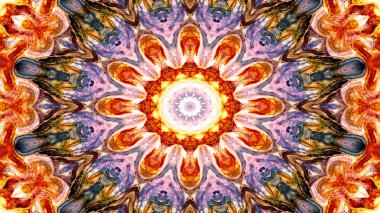 Soyut etnik otantik simetrik desen süs dekoratif Kaleidoscope hareketi geometrik daire ve yıldız şekli