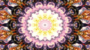 Soyut etnik otantik simetrik desen süs dekoratif Kaleidoscope hareketi geometrik daire ve yıldız şekli