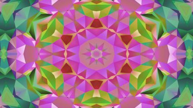 Soyut Renkli Simetrik Desensel Dekoratif Kaleydoskop Hareketi Geometrik Çember ve Yıldız Şekilleri