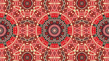 Soyut etnik otantik simetrik desen süs dekoratif Kaleidoscope hareketi geometrik daire ve yıldız şekli