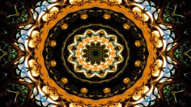 Soyut etnik otantik simetrik desen süs dekoratif Kaleidoscope hareketi geometrik daire ve yıldız şekli