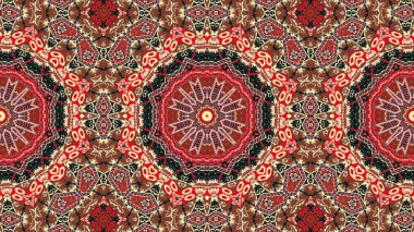 Soyut etnik otantik simetrik desen süs dekoratif Kaleidoscope hareketi geometrik daire ve yıldız şekli