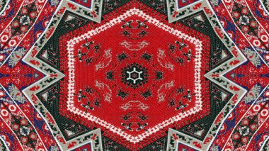 Soyut etnik otantik simetrik desen süs dekoratif Kaleidoscope hareketi geometrik daire ve yıldız şekli