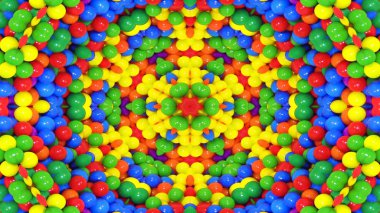 Soyut Renkli Simetrik Desensel Dekoratif Kaleydoskop Hareketi Geometrik Çember ve Yıldız Şekilleri