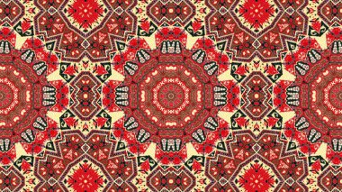 Soyut etnik otantik simetrik desen süs dekoratif Kaleidoscope hareketi geometrik daire ve yıldız şekli