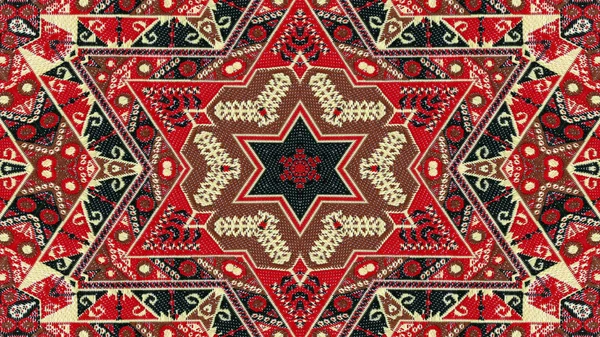 Abstrakte Ethnische Authentische Symmetrische Muster Ornamentale Dekorative Kaleidoskop Bewegung Geometrischer — Stockfoto