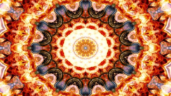 Rezumat Etnic Autentic Model Simetric Ornamental Decorativ Kaleidoscop Mișcare Cerc — Fotografie, imagine de stoc