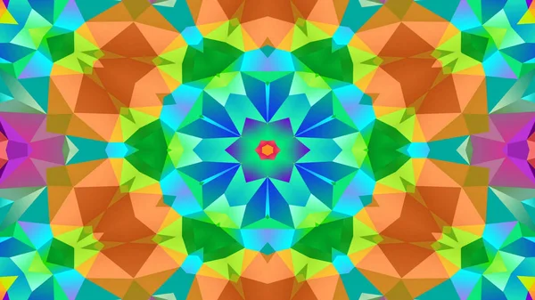 Soyut Renkli Simetrik Desensel Dekoratif Kaleydoskop Hareketi Geometrik Çember ve Yıldız Şekilleri