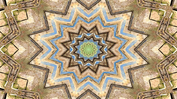 Soyut etnik otantik simetrik desen süs dekoratif Kaleidoscope hareketi geometrik daire ve yıldız şekli