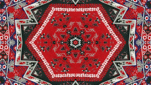 Abstrakte Ethnische Authentische Symmetrische Muster Ornamentale Dekorative Kaleidoskop Bewegung Geometrischer — Stockfoto