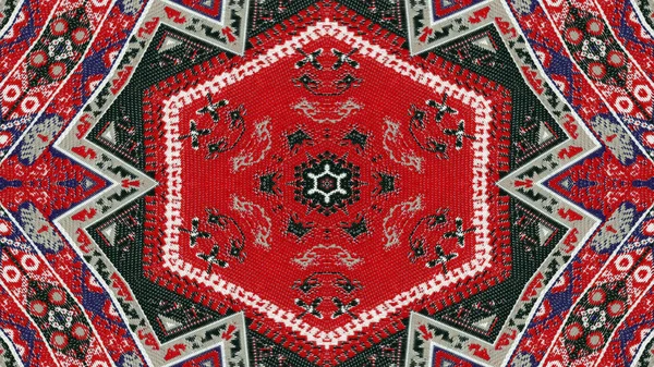 Abstrakte Ethnische Authentische Symmetrische Muster Ornamentale Dekorative Kaleidoskop Bewegung Geometrischer — Stockfoto