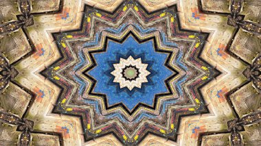 Soyut etnik otantik simetrik desen süs dekoratif Kaleidoscope hareketi geometrik daire ve yıldız şekli