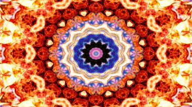 Soyut etnik otantik simetrik desen süs dekoratif Kaleidoscope hareketi geometrik daire ve yıldız şekli